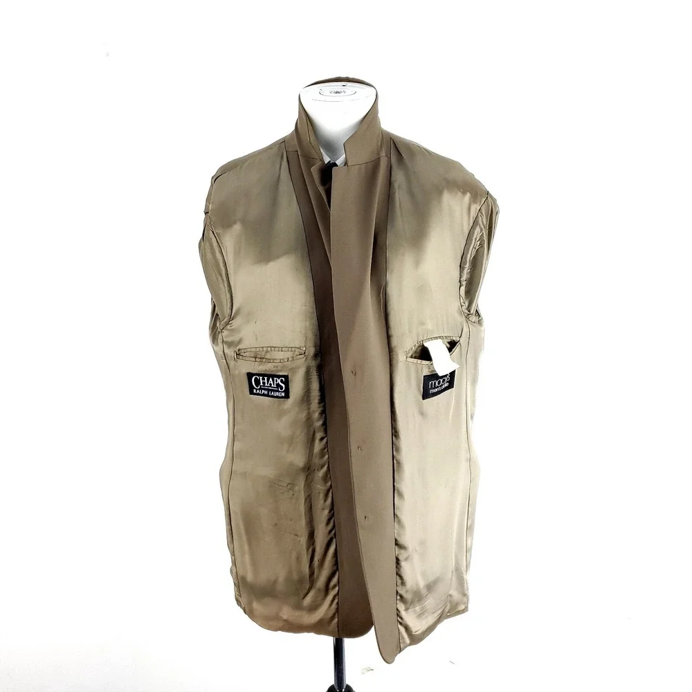 Chaps Ralph‎ Lauren Wool Cashmere 3 Button Blazer 46L Brown Herringbone
